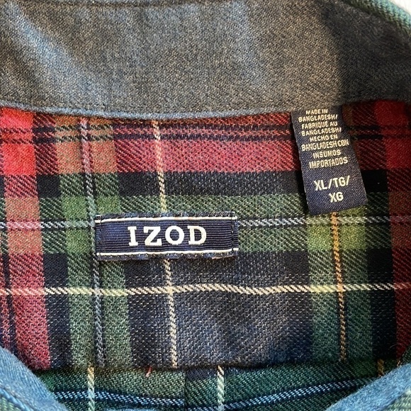 Izod Flannel Button Down Long Sleeve Plaid Shirt - Size XL - Picture 6 of 12